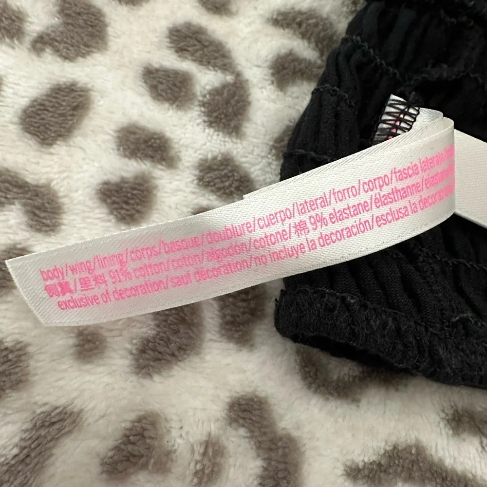 PINK Victoria’s Secret Smocked Bralette in Black Size Medium Women’s - Picture 12 of 17